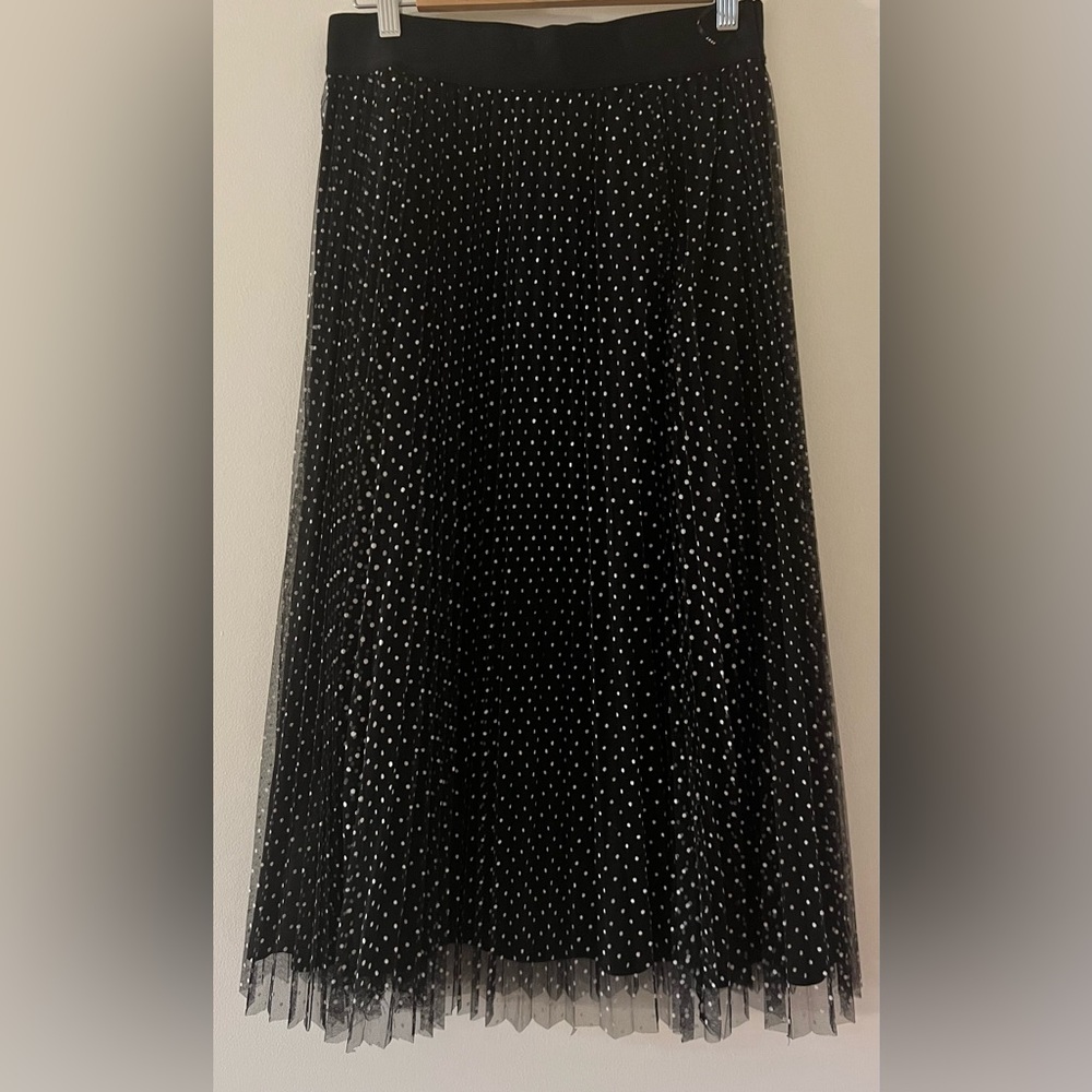 DKNY Skirt. Size S. Black with tiny white poka dots